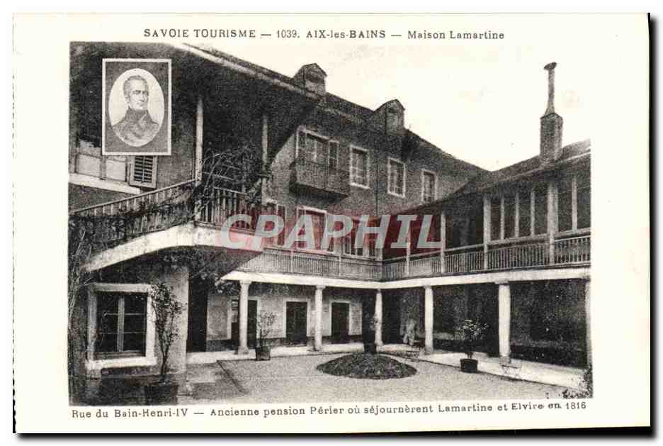 CPA Aix Les Bains Maison Lamartine Rue du Bain Henri IV Ancienne pension Perier 