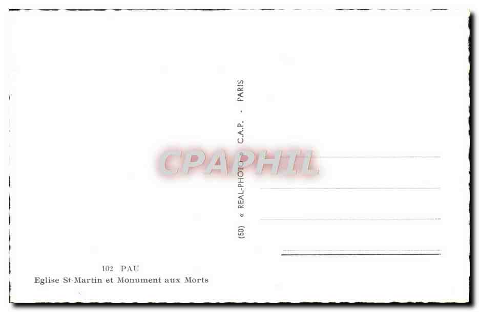 CPM Pau Eglise St Martin Et Monument Aux Morts — Rückseite