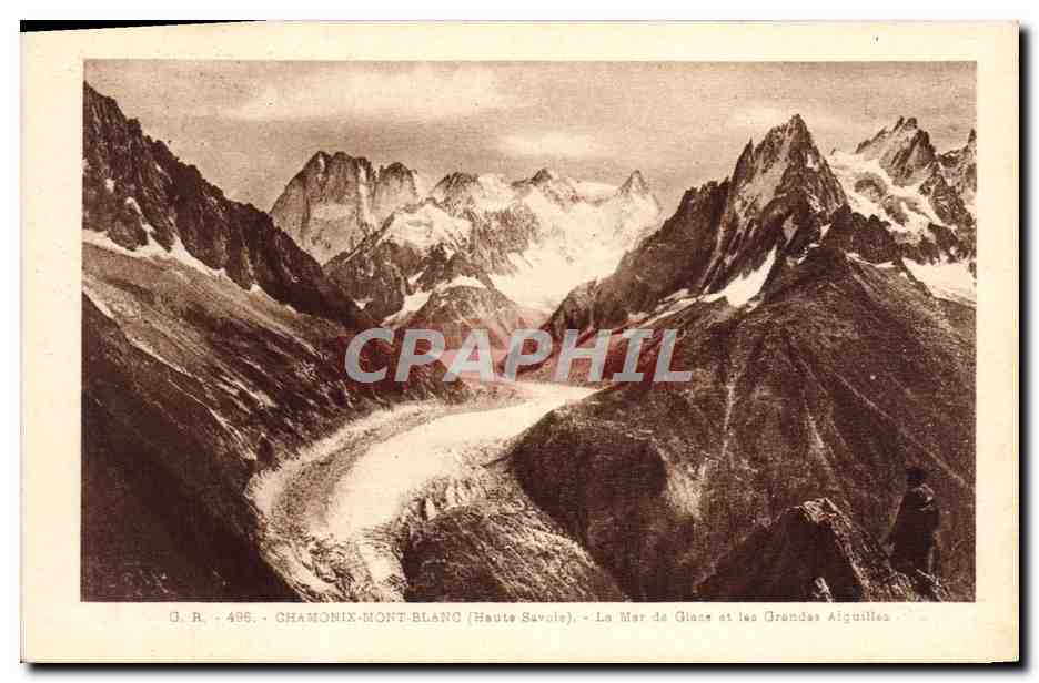 CPA Chamonix Mont Blanc La mer de glace et les grandes aiguilles