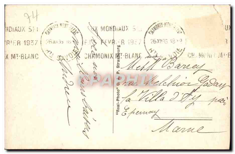 CPM Chamonix Mont Blanc Paysage d'hiver — Verso