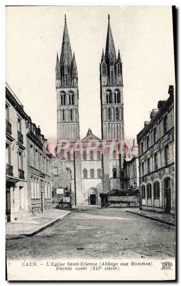 Caen — L'Église Saint-Étienne (Abbaye aux Hommes) — Façade ouest (XIIe siècle) — ND HOL