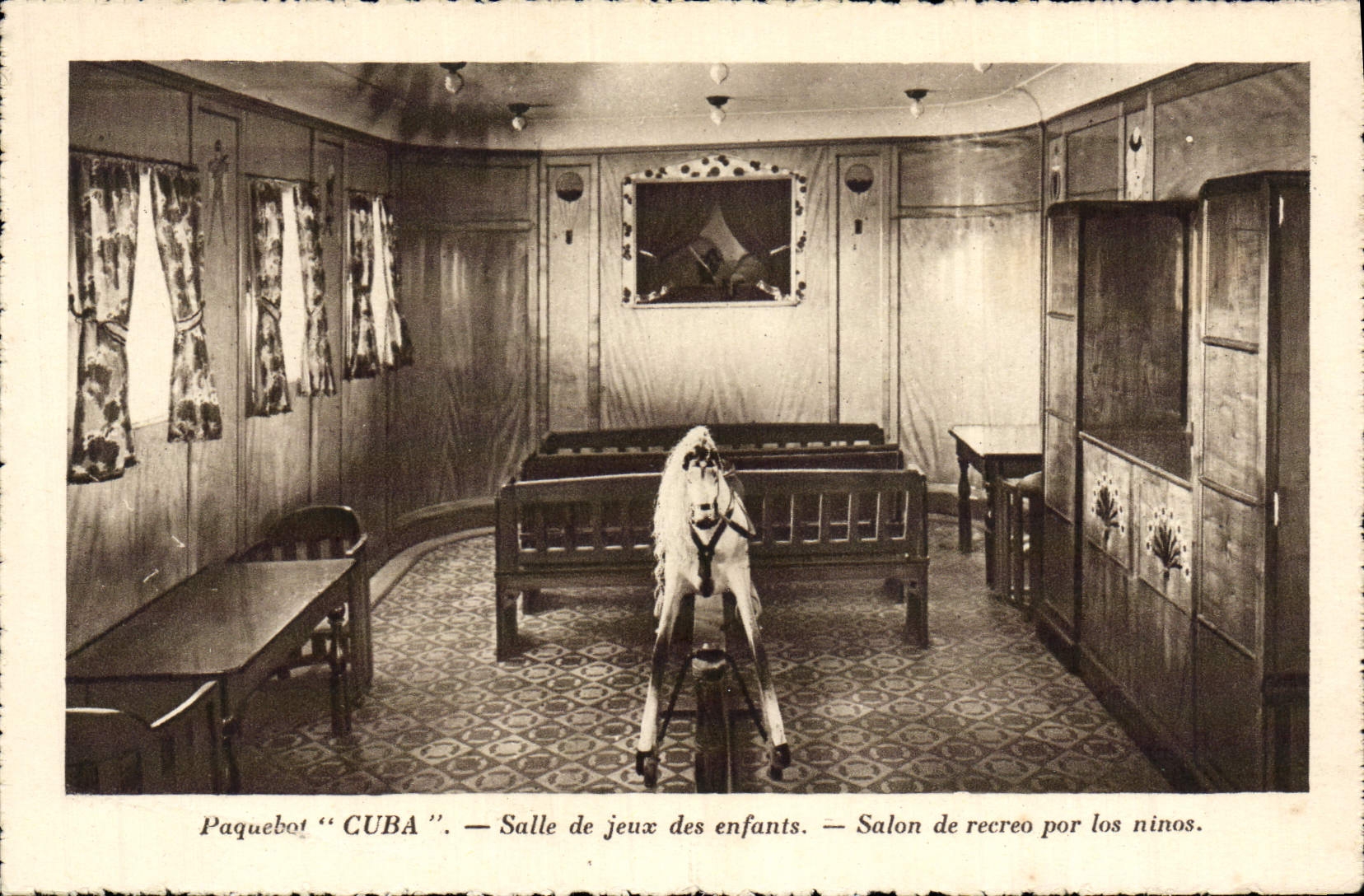 CPA Paquebot Cuba Salle de Jeux des enfants Cheval