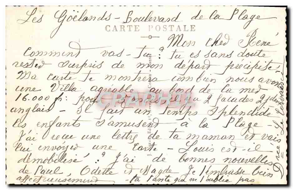 CPA Cote d'Amour Pornichet Un joli coin de la Plage Enfants — Back