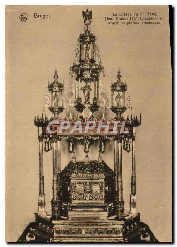 CPA Bruges La Chasse du St Sang Chasse en or argent et pierres precieuses