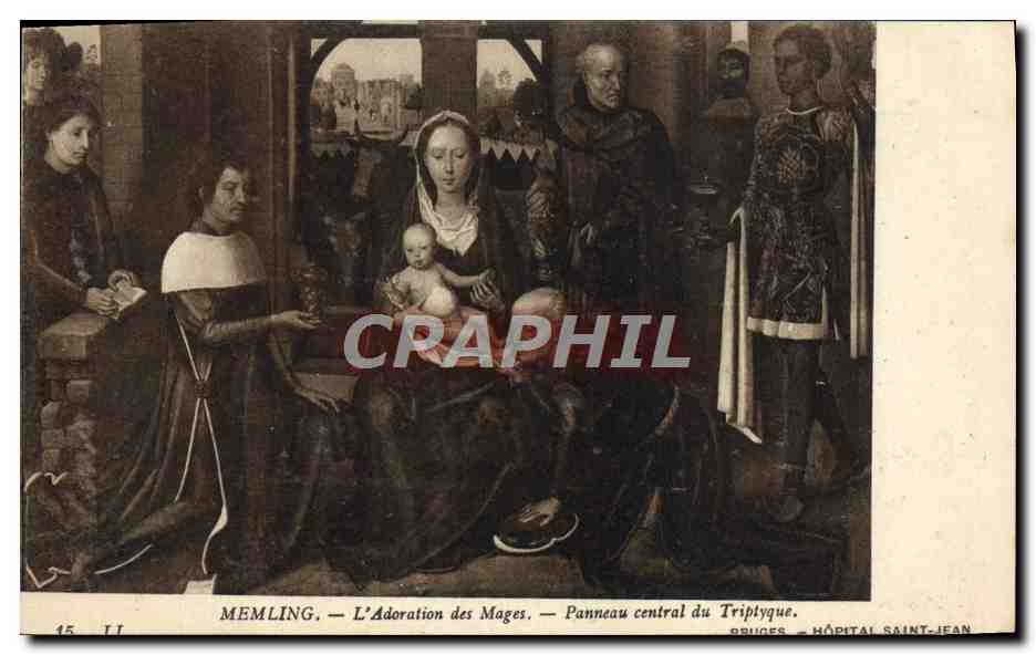 CPA Memling L'Adoration des Mages Panneau central du triptyque