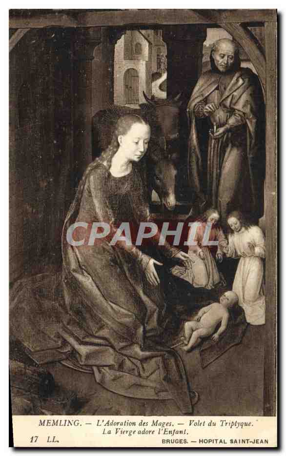 CPA Memling L'Adoration des Mages Volet du triptyque La vierge adore l'enfant