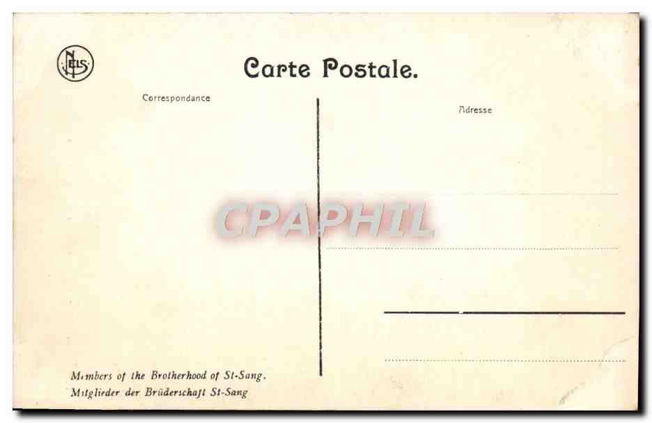CPA Pourbus Memers de la Confrerie du St Sang Bruges Chapelle du st Sang — Verso