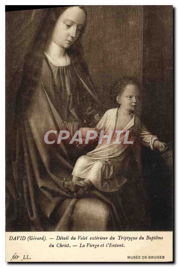 CPA David Detail du Volet exterieur du Triptypque du Bapteme du Christ La Vierfe et l'Enfant Musee de Bruges