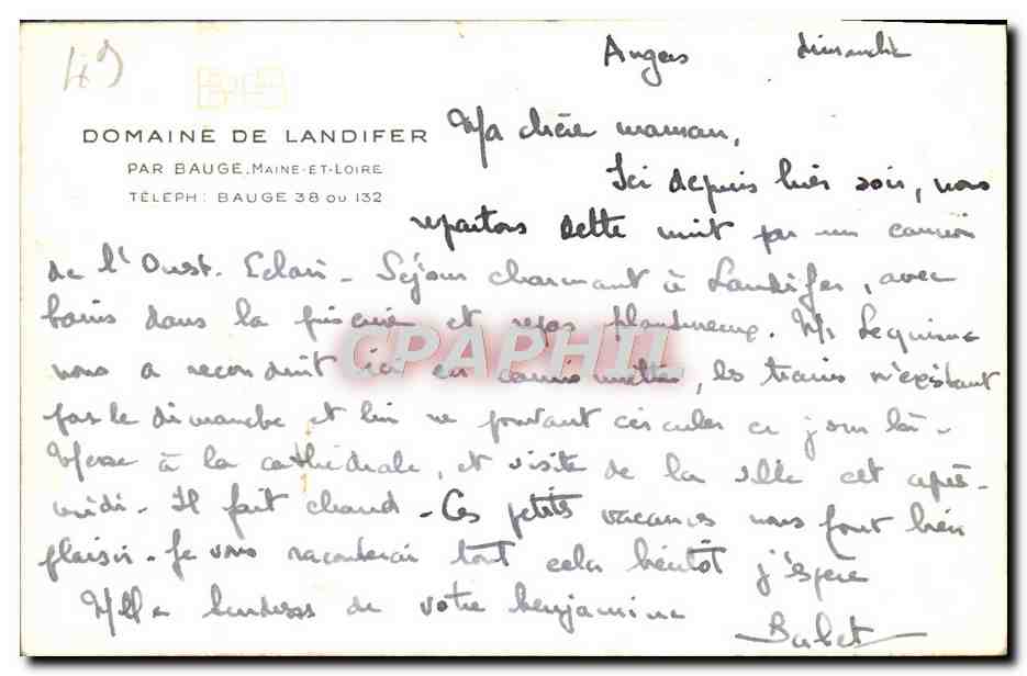 CPM Domaine De Landifer Par Bauge Maine Et Loire — Rückseite