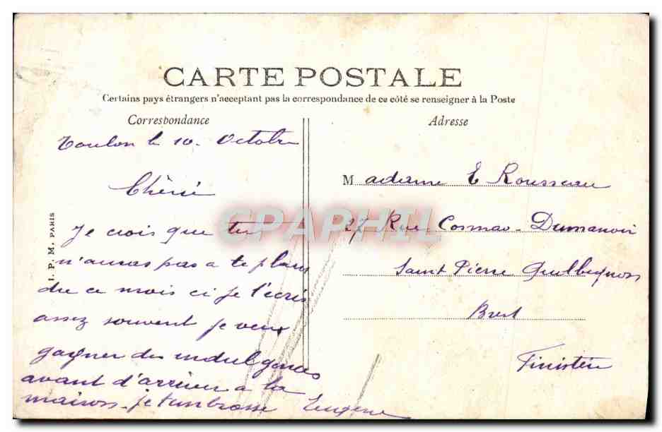 TOULON — Ein Weg am Meer am Cap Brun — Künstlerische Ausgabe Pl. d'Armes, Toulon, n° 184 — Rückseite