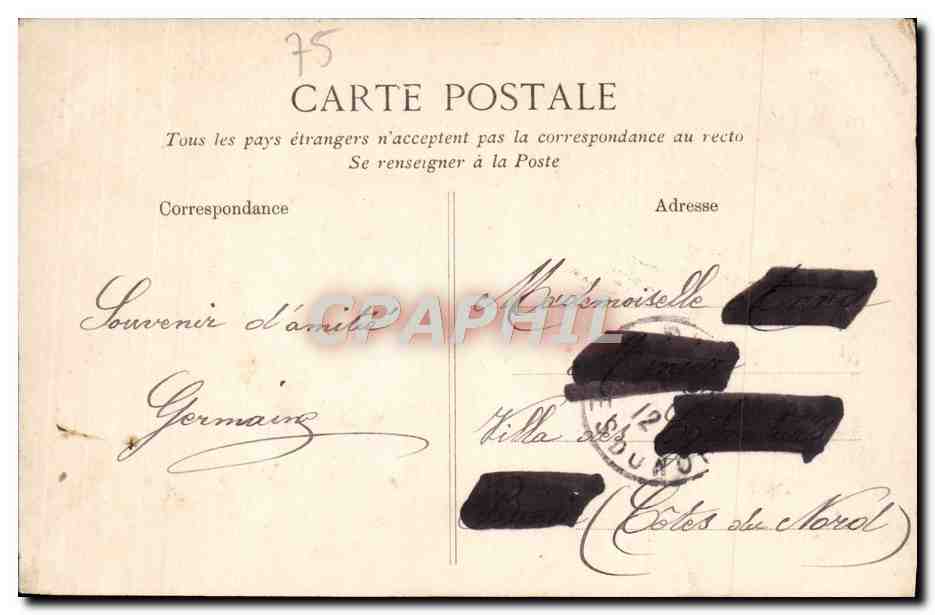 CPA Hopital Lariboisiere La Chapelle Paris  — Rückseite