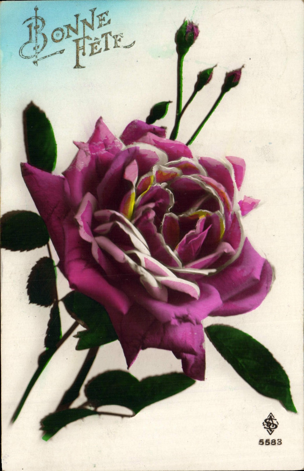 CPA Fantaisie Bonne Fete Fleurs Rose