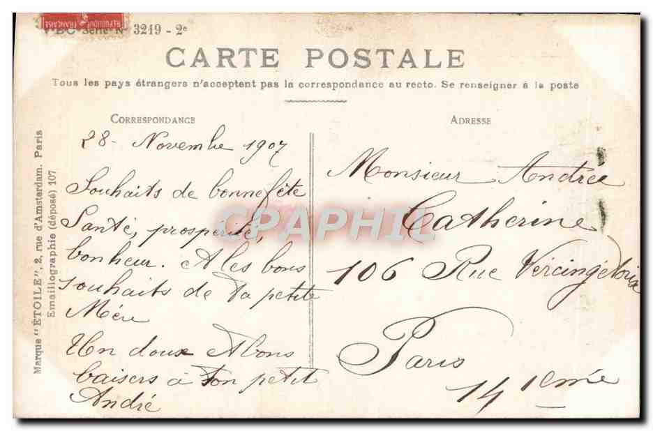CPA Fantaisie Femme Heureuse Fete — Verso
