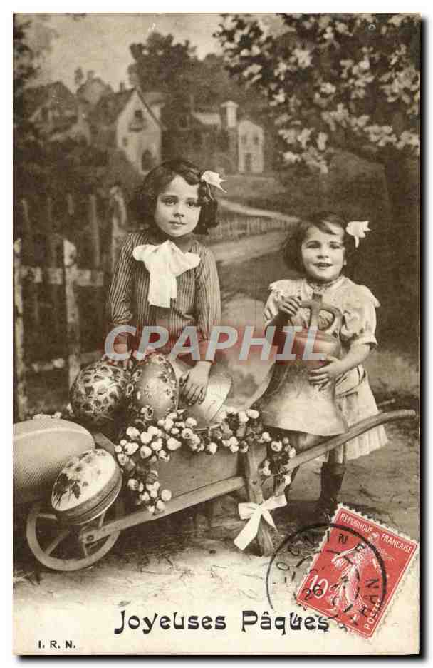 CPA Fantaisie Bonne Annee Paques Enfants