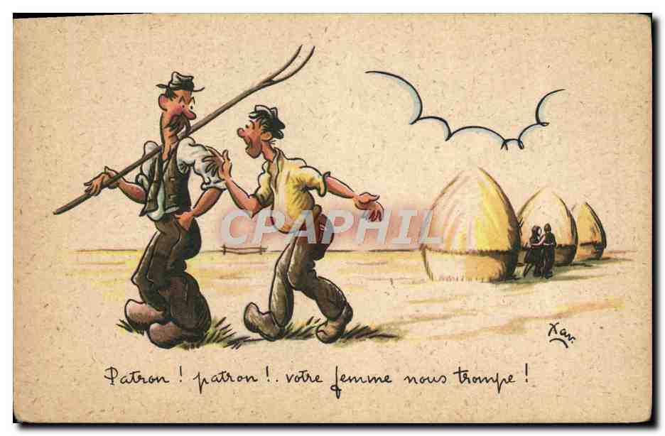 CPA Fantaisie Patron patron Votre femme nous trompe