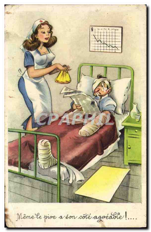 CPA Fantaisie Humour Infirmiere Hopital