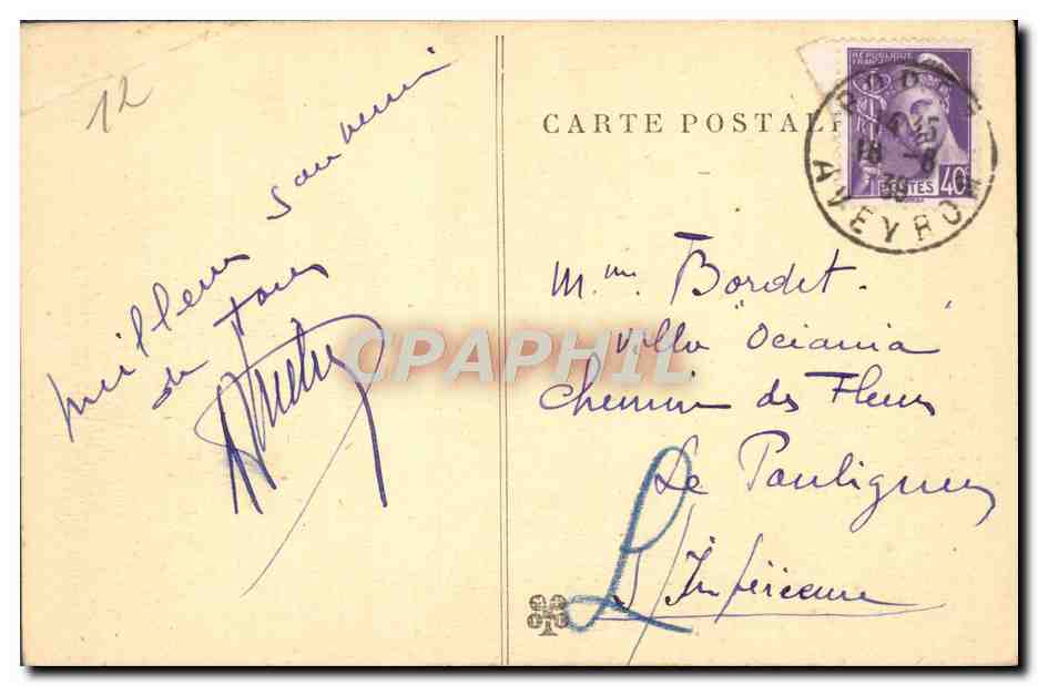 Rodez — Avenue Victor-Hugo et la Cathédrale — éditeur inconnu, n° 406 — Reverso