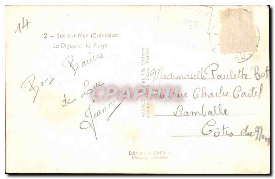 CPM Luc sur Mer La digue et la mer — Verso