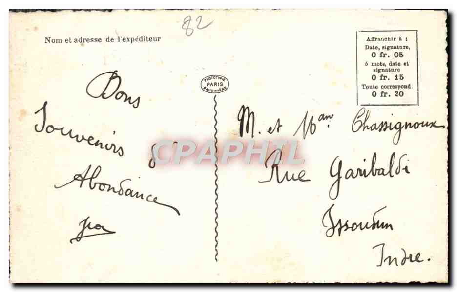 CPA Les chalets d'Haut pres de Gramont Frontiere Suisse — Rückseite