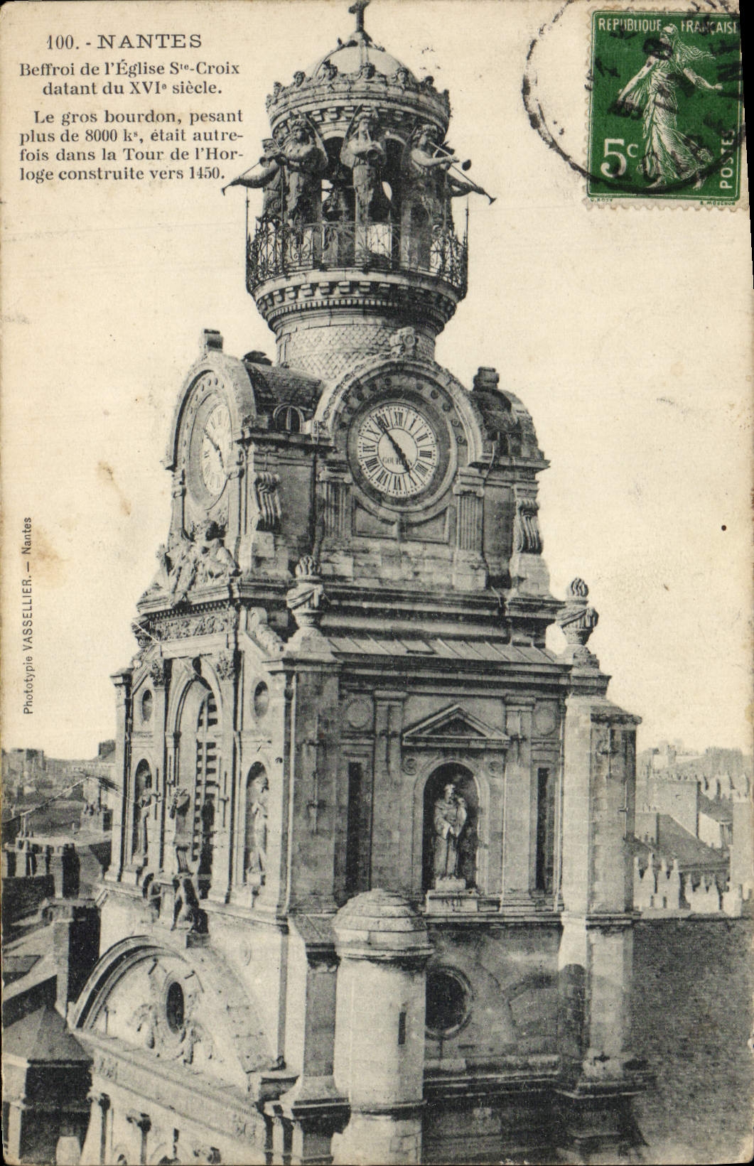 CPA Nantes Beffroi de l'Eglise Ste Croix