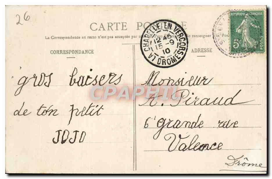 La Bourne, vue du Pont de Goule-Noire — Le Vercors — Collect. P. Peyrouze, Valence, n° 388 — Rückseite