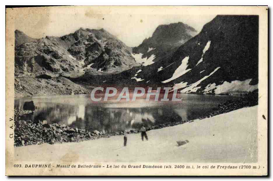 Massif de Belledonne - Le lac du Grand Doménon (alt. 2400 m.), le col de Freydane (2700 m.) — CI.A.V. n° 093