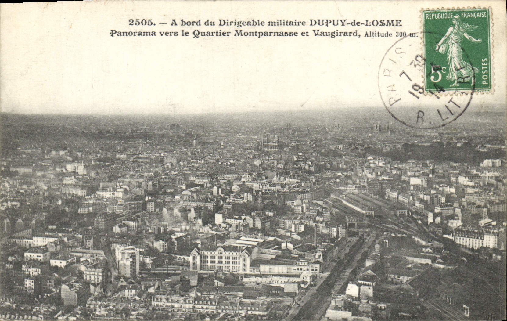 CPA A Bord du Dirigeable militaire Dupuy de Losme Panorama vers le quartier Montparnasse a Vaugirard 