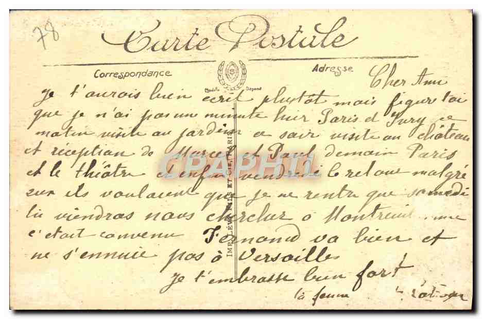 CPA Palais De Versailles Galerie des Glaces — Verso