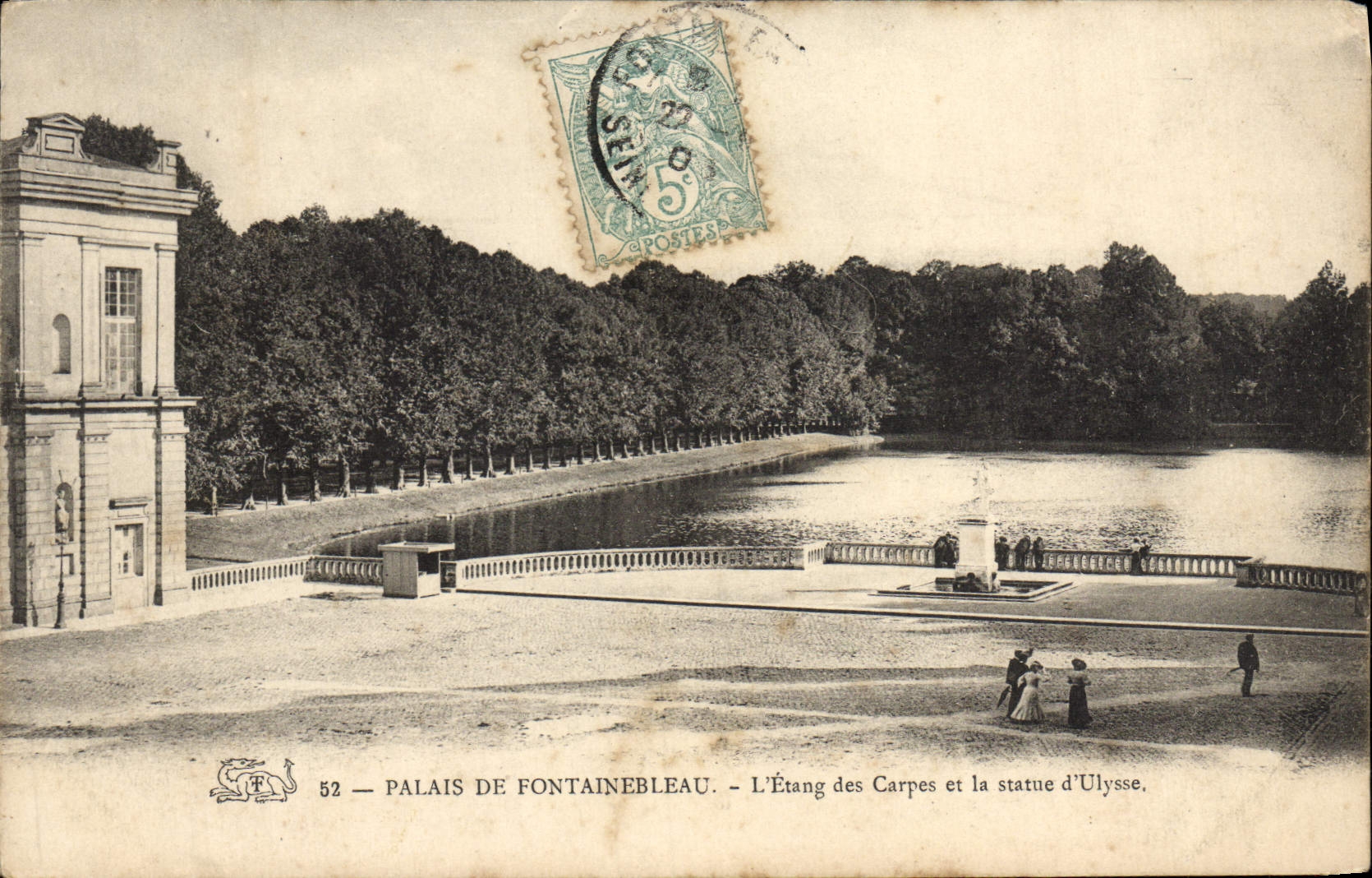 Palais de Fontainebleau — Vista del estanque de las carpas y la estatua de Ulises — n°52