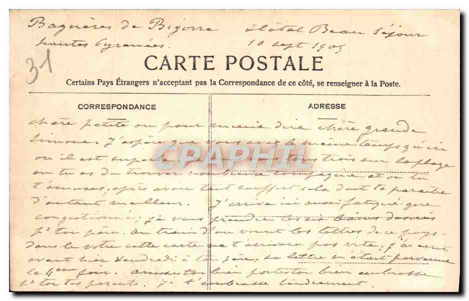 CPA Toulouse Donjon du Capitole — Verso