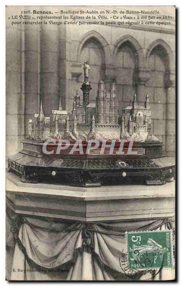 CPA Rennes Basilique Saint Aubin en Notre Dame Bonne Nouvelle Le Voeu representant les eglises de la ville