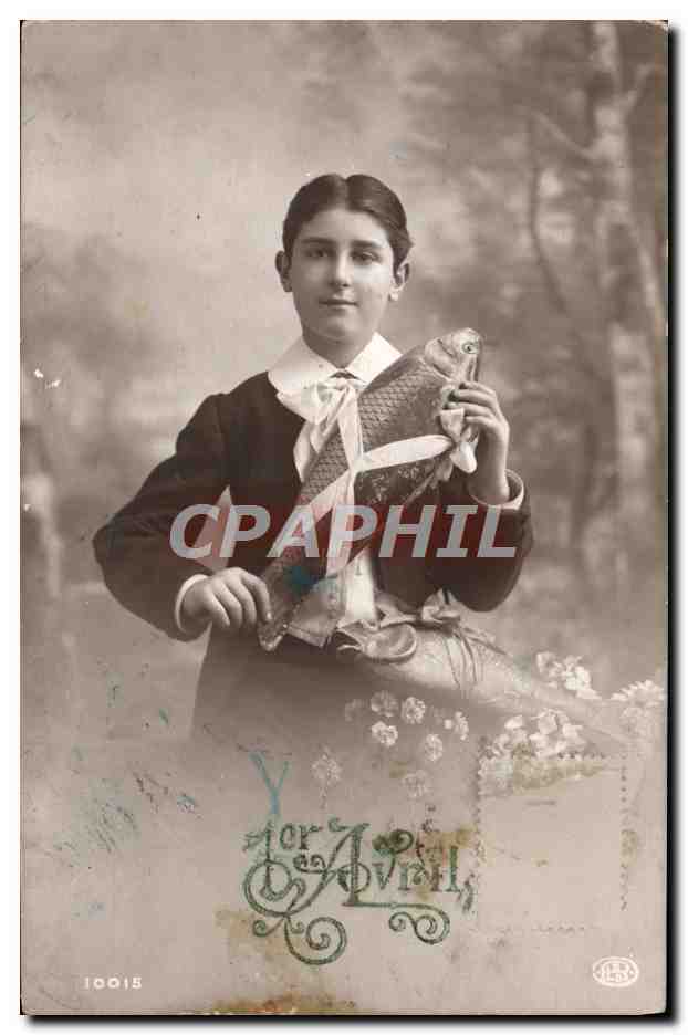 CPA Fantaisie Enfant Poisson 1er avril