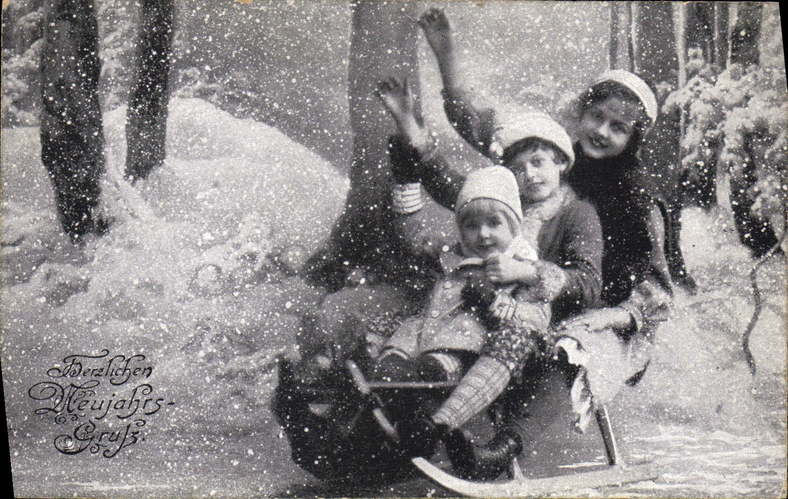 CPA Fantaisie Enfants Luge