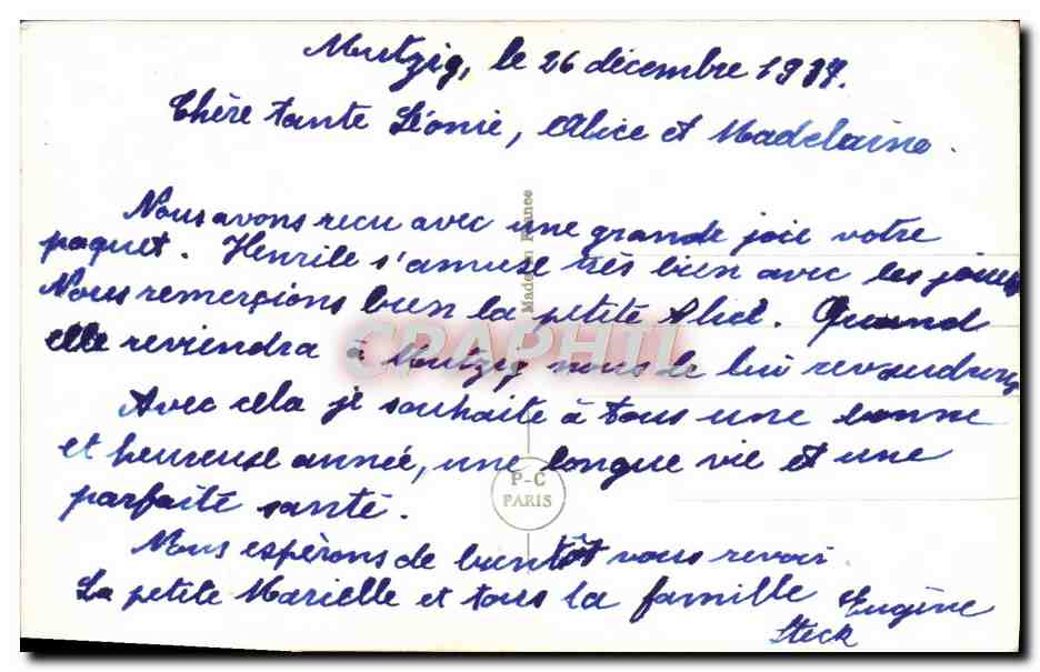 CPA Fantaisie Bonne Annee Enfants Luge Trefle — Rückseite