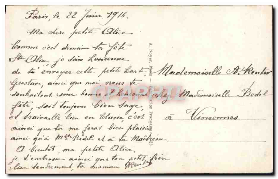 CPA Fantaisie Bonne Fete Enfant — Verso