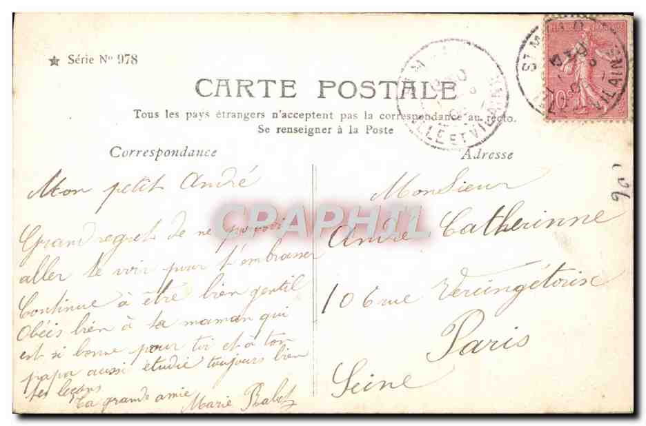 CPA Fantaisie Enfant Colombe — Rückseite