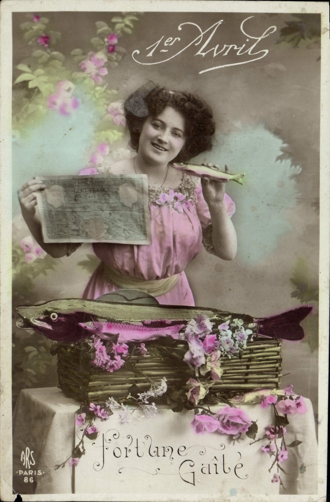 CPA Fantaisie Femme Poisson 1er avril