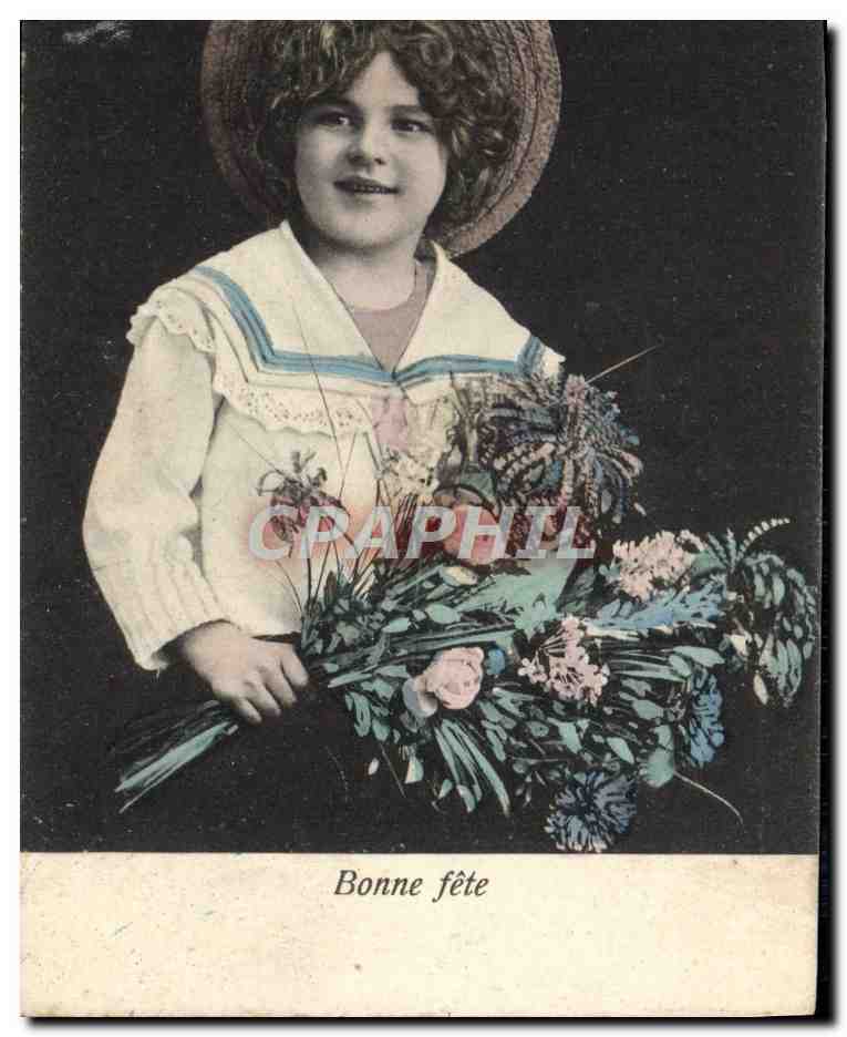 CPA Fantaisie Enfant Bonne fete Fleurs