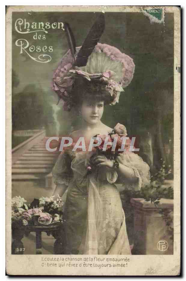 CPA Fantaisie Femme Chanson des roses