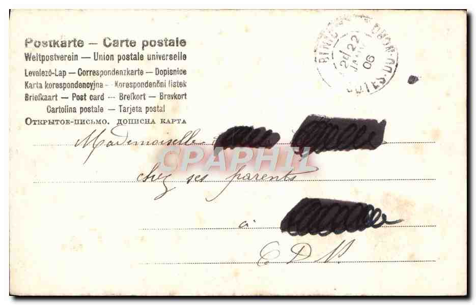 Deux cœurs unis par la même pensée — CPA n°364 — éditeur non identifié — Reverso