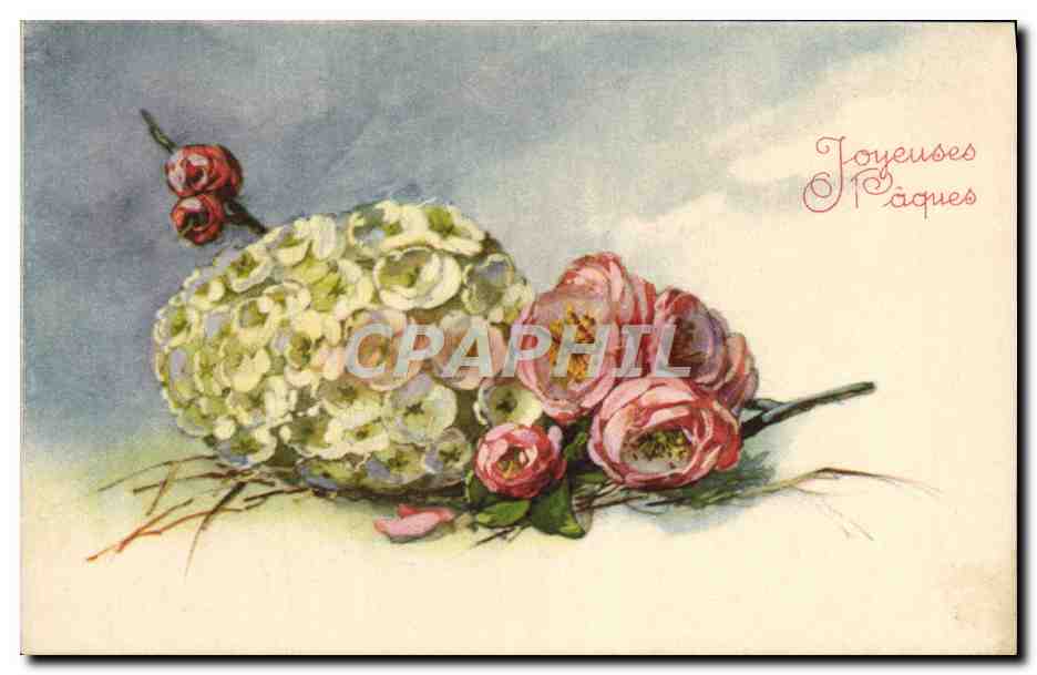 CPA Fantaisie Fleurs Paques