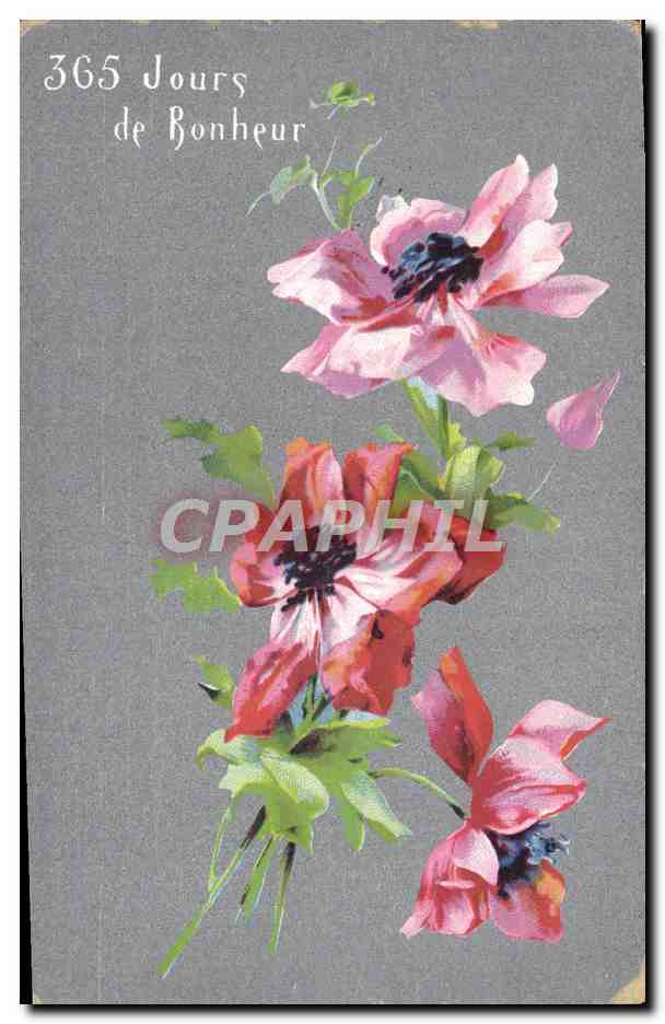 CPA Fantaisie Fleurs 365 jours de bonheur
