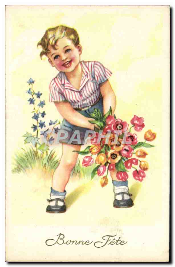 CPA Fantaisie Enfant Harcon Fleurs