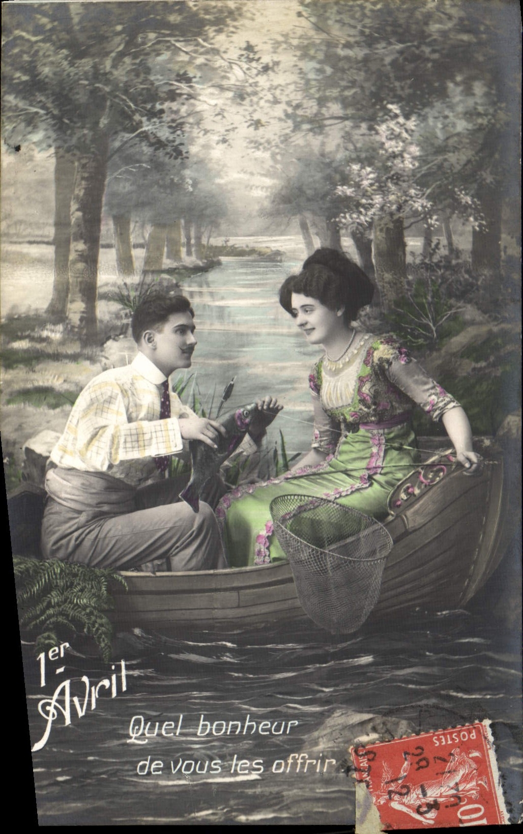 Couples en barque — 1er Avril — éditeur non identifié