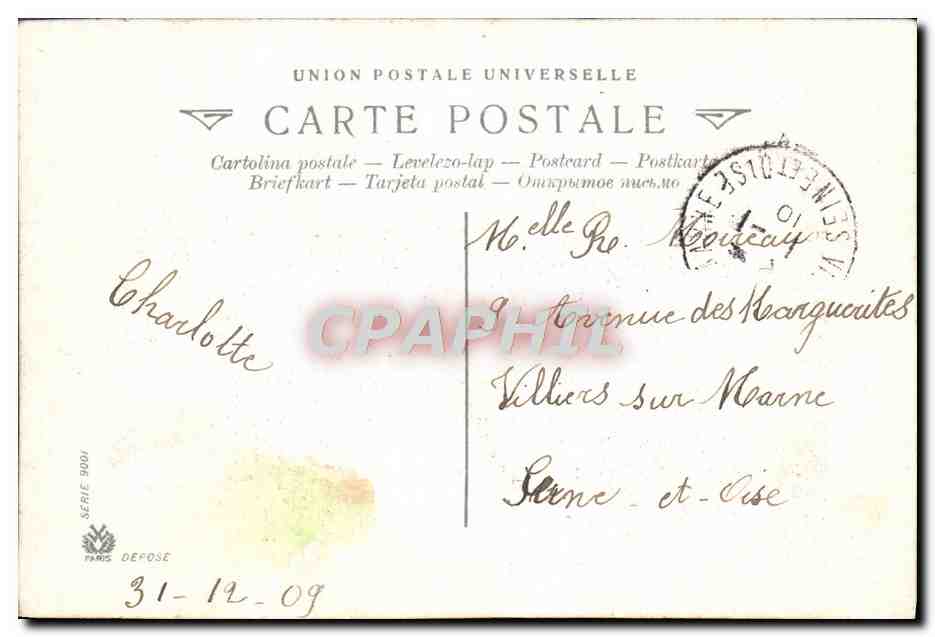 CPA Fantaisie Oiseaux Bonne annee — Rückseite