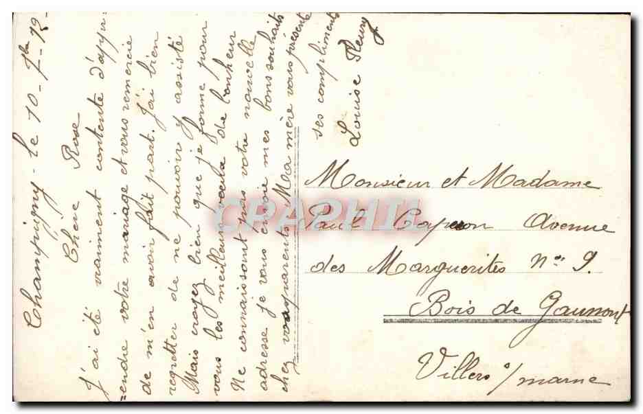 Couple en tenue de soirée — portrait photographique — éditeur anonyme, n° 527 — Verso