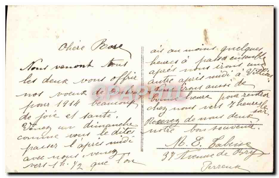 CPA Fantaisie Fleurs Bonne annee Fer a cheval — Verso