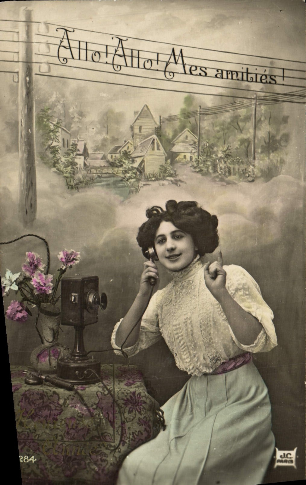 Femme au téléphone — scène de rue — J.C. (n° 284)