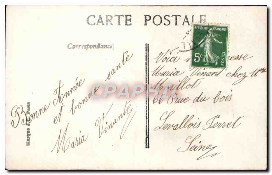 Femme au téléphone — scène de rue — J.C. (n° 284) — Verso