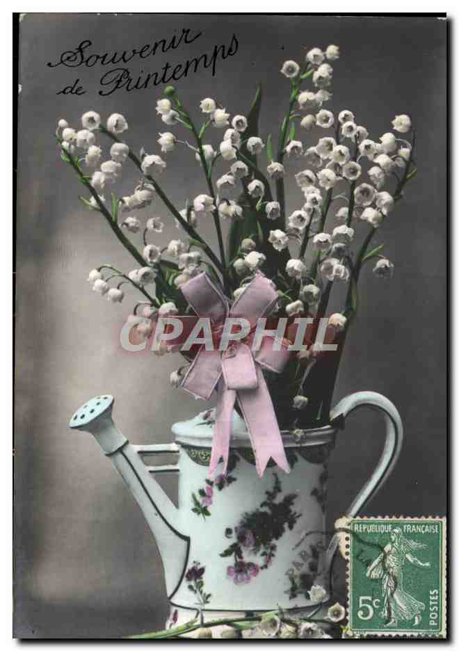 CPA Fantaisie Fleurs Arrosoir Muguet